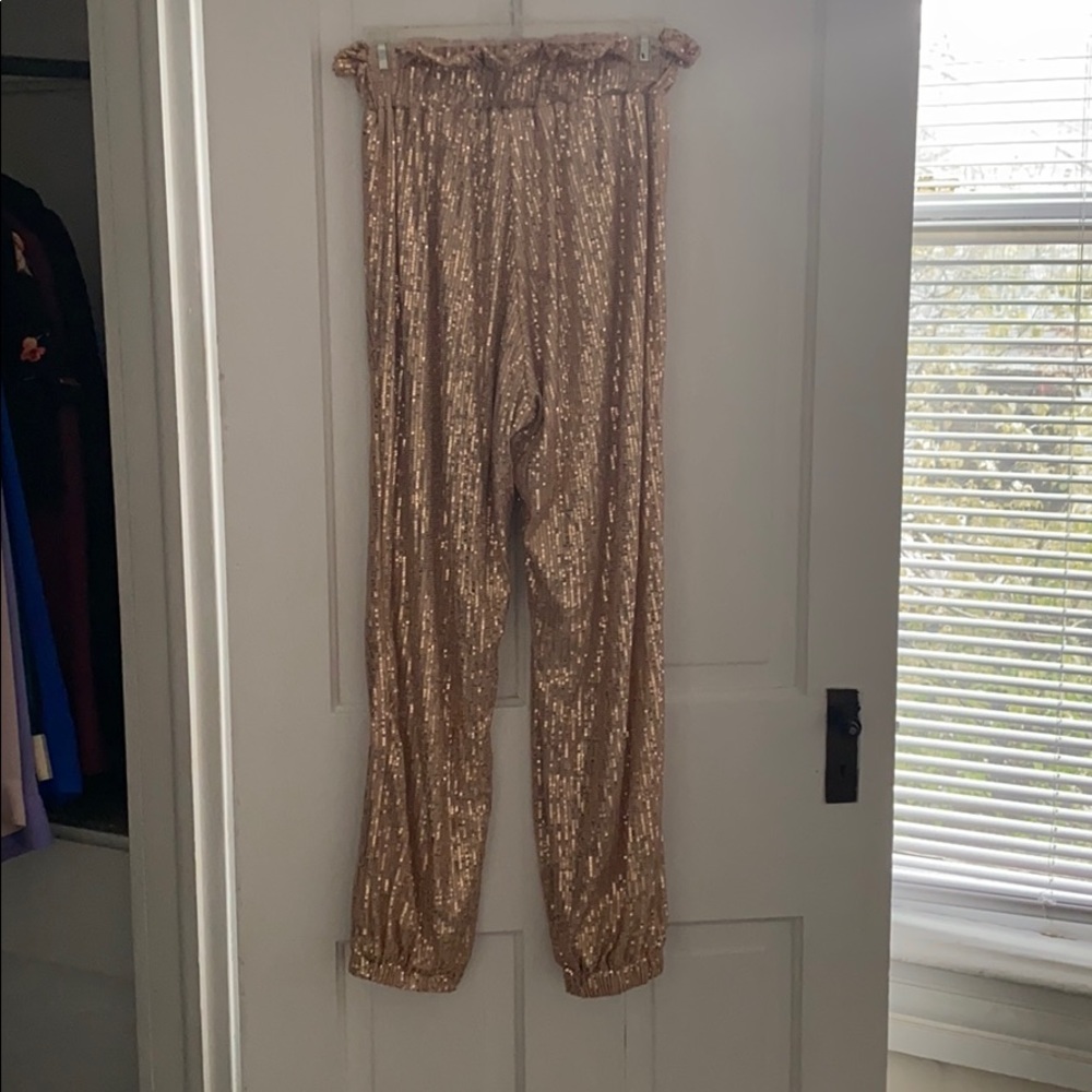 Rose gold sparkly pants